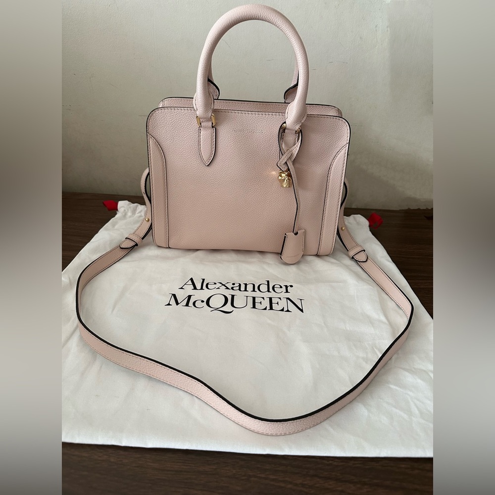 ALEXANDER MCQUEEN Calfskin Skull Padlock Zip Around Tote With strap.